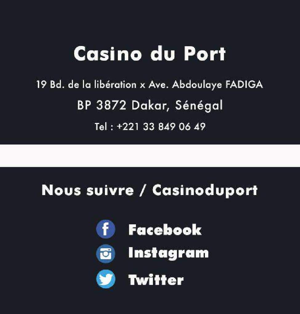 Menu Casino du port Dakar