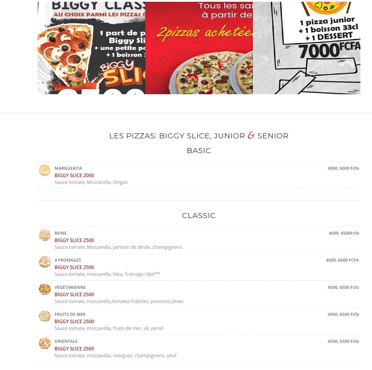 pizza time menu