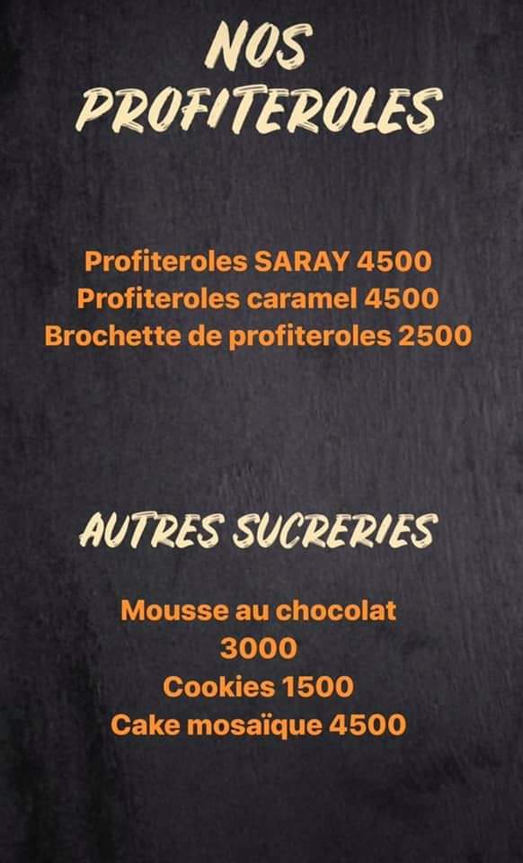 Menu Chocolate Sarayi Dakar